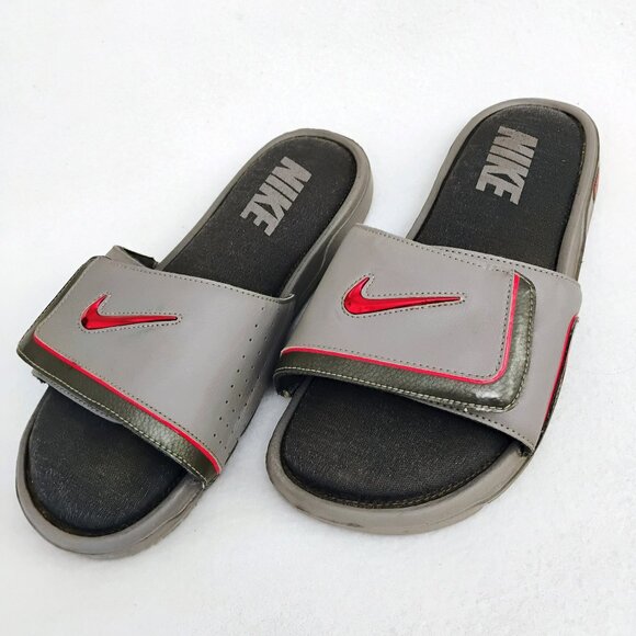 2012 Nike Comfort Slide 2 Men's Size 12 Gray Red Memory Foam Sandals 415205-060 - Picture 1 of 8